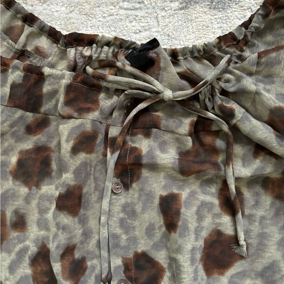 Olivaceous Olive Green/Brown Sheer Crop Top Size L - Picture 7 of 12